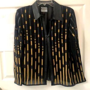 Stillman studio New York genuine black leather and mesh womens long sleeve